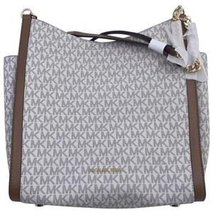 Michael Kors Newbury Medium Chain Vanilla Acorn Pebbled Leather Shoulder…